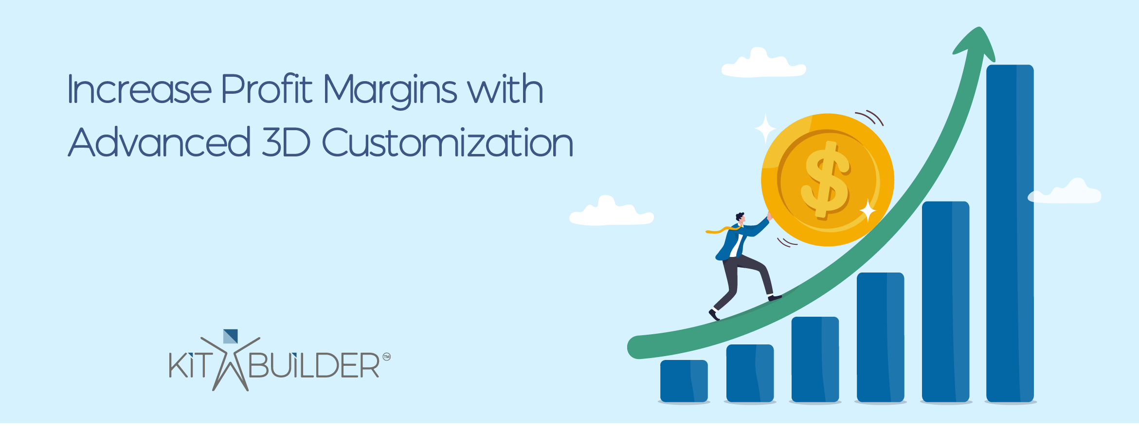 Increase Profit Margins with Customization: How Customizable Products Can Boost Your Bottom Line blog header blue