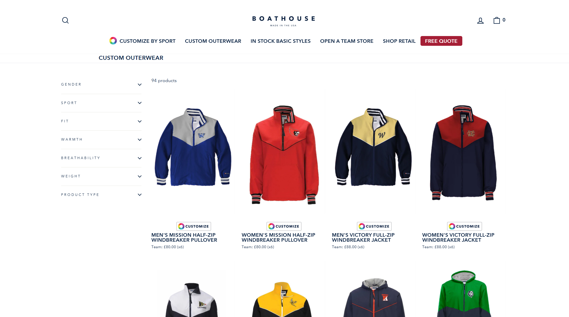 Image shows Boathouse 3D customizer by Kit Builder to create custom team apparel