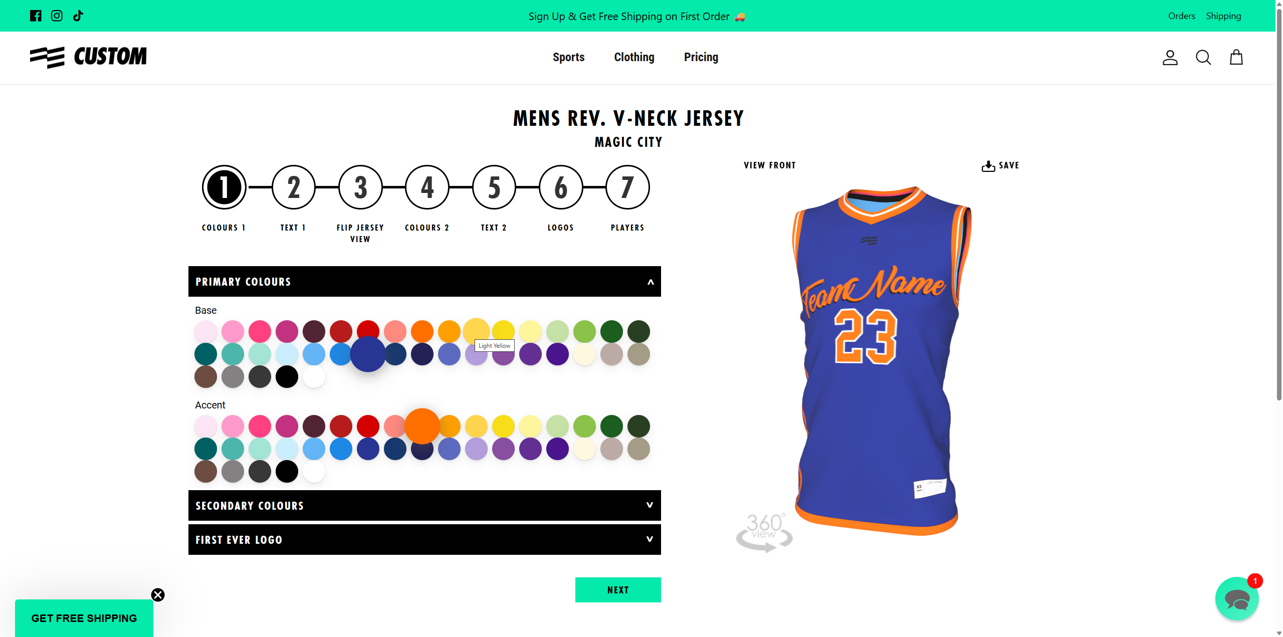 Image shows the First Ever customizer by Kit Builder. Software for 3D customization.