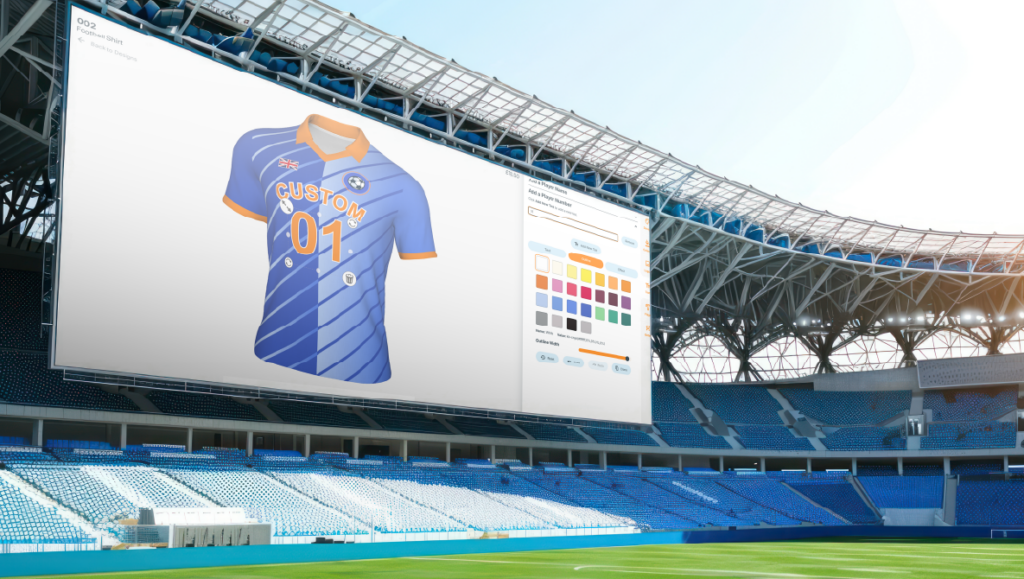 billboard at stadium showing Kit Builder UI