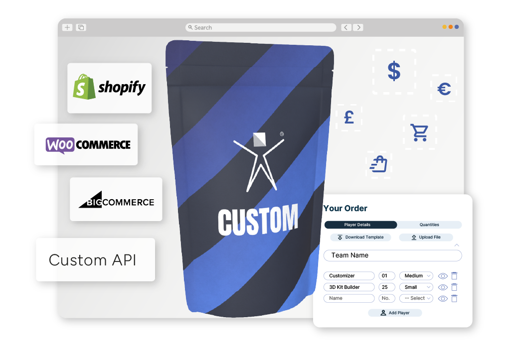 1. 3D product customizer connected with ecommerce platforms and online ordering